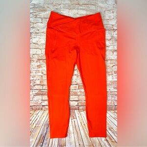 Fabletics Pureluxe Bright Orange High Waist Crossover Leggings 7/8 Length